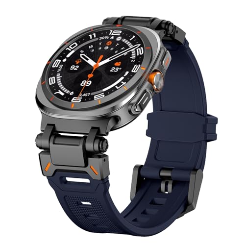 ZXZZNO Gummiband für Samsung Galaxy Uhr Ultra 47mm Correa Armband ULTRA 47MM Metall Quick Fit Männer Strap Uhrenarmbänder(Black blue2) von ZXZZNO