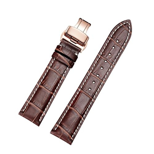 ZXZZNO Leder-Uhrenarmbänder mit Faltschließe für Herren-Uhrenarmband und Damenuhr Starp 18 mm, 19 mm, 20 mm, 21 mm, 22 mm, 23 mm, 24 mm(Brown White Rose,23) von ZXZZNO