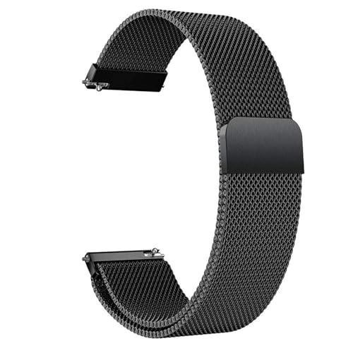 ZXZZNO Magnetisches Uhrenarmband aus Metall, Netzgewebe, Schnellverschluss-Armband, verstellbar, Ersatzarmbänder aus Edelstahl für Damen und Herren, 16 mm, 18 mm, 20 mm, 22 mm(Black,20mm) von ZXZZNO