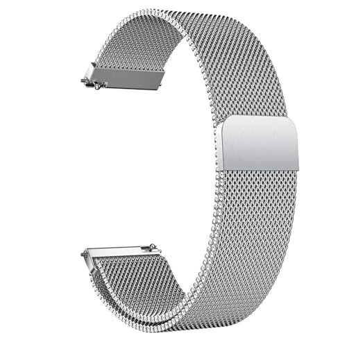 ZXZZNO Magnetisches Uhrenarmband aus Metall, Netzgewebe, Schnellverschluss-Armband, verstellbar, Ersatzarmbänder aus Edelstahl für Damen und Herren, 16 mm, 18 mm, 20 mm, 22 mm(Silver,16mm) von ZXZZNO
