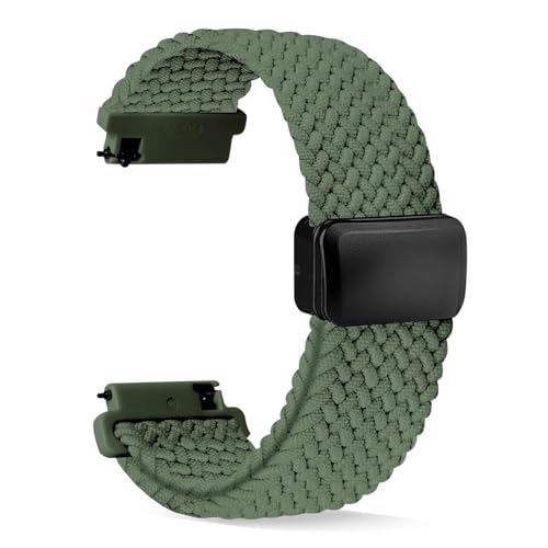 ZXZZNO Nylonbänder, Schnellverschluss, geflochtene Nylon-Uhrenarmbänder, dehnbares Sport-Ersatzarmband für Damen und Herren, 20 mm, 22 mm(Green,22mm) von ZXZZNO