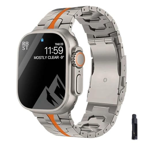 ZXZZNO Titanarmband für Band Ultra 49 mm 45 mm 41 mm 38 42 mm 44 mm Metallarmband Correas Serie 8 7 6 SE 5 4 3 Armband-Uhrenarmbänder(TiO with Tool,38/40/41mm) von ZXZZNO