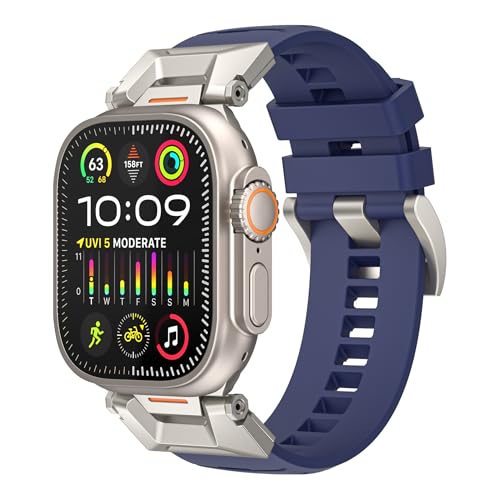 ZXZZNO Uhrarmband Für 49 mm 46 mm 45 mm 44 mm 42 mm Fluorkautschuk-Uhrenarmbänder 10. Wasserdichtes FKM-Armband(Navy blue,46mm) von ZXZZNO