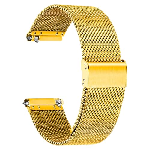ZXZZNO Uhrenarmband aus Metall mit Schnellverschluss für Herren und Damen, Edelstahl, Smartwatches, Ersatzarmband, 18 mm, 20 mm, 22 mm(Gold,22mm) von ZXZZNO