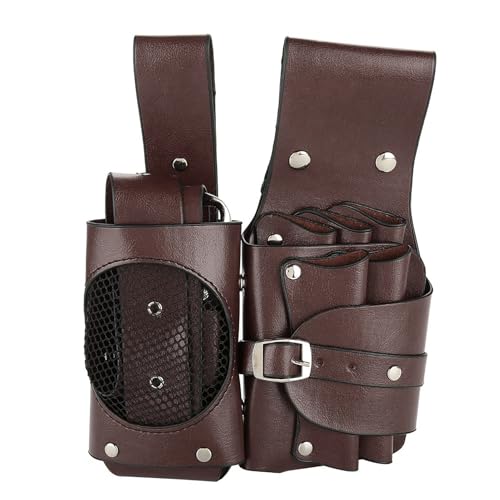 Friseur Tasche Friseurtasche for Friseure, Scheren- und Kammtasche, Hüfttasche, Halter, Haarschneidetasche, Zubehör, Leder, Hüfttasche, Organizer Fur Friseure(Brown) von ZYAGH