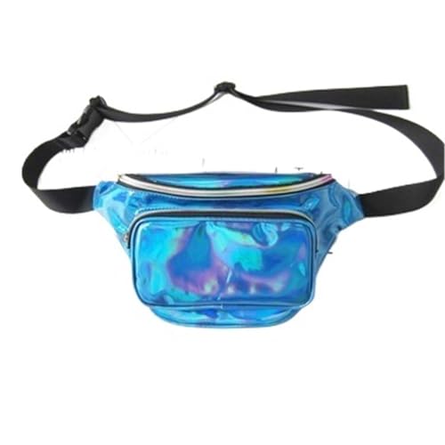GläNzende Bauchtasche 20 Stück Oberschenkeltaschen Gürteltasche for Frauen PU-Laser-Hüfttasche holografische Beintasche Leder for Damengürtel Fur Sport(Blue) von ZYAGH
