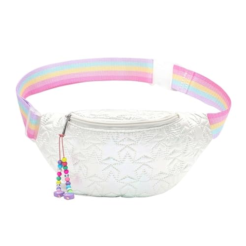 GläNzende Bauchtasche Holografische Hüfttaschen for Kinder, Mädchen und Jungen, Kinder-Gürteltaschen, Urlaub for Partys, Laufen, Reisen, verstellbar, wasserdicht Fur Sport(Beige) von ZYAGH