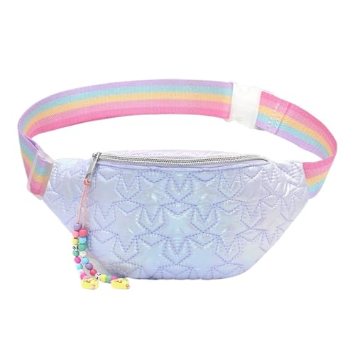 GläNzende Bauchtasche Holografische Hüfttaschen for Kinder, Mädchen und Jungen, Kinder-Gürteltaschen, Urlaub for Partys, Laufen, Reisen, verstellbar, wasserdicht Fur Sport(Blue) von ZYAGH