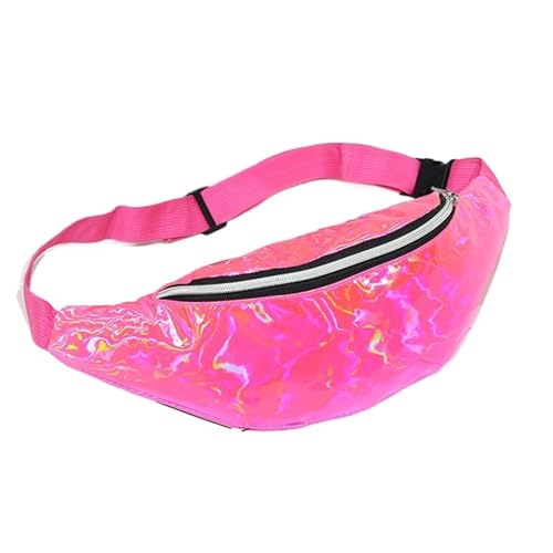 GläNzende Bauchtasche Mode Holographische Taille Tasche Frauen Outdoor Casual Sport wasserdichte Crossbody Taille Tasche Bunte Glänzende Fanny Pack Fur Sport(Pink) von ZYAGH