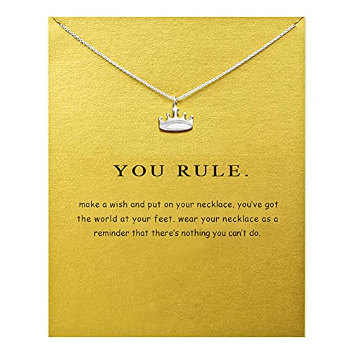 Krone Damen Halskette mit Bedeutung Geschenkkarte, Ketten Halskette Freundschaft Sonne Viel Glück Elefant Anhänger Kette Halskette für Frauen Mädchen Geschenk Krone Damen Halskette mit Bedeutung Geschenkkarte, Ketten Halskette Freundschaft Sonne Viel Glück Elefant Anhänger Kette Halskette für Frauen Mädchen Geschenk von ZYAWP