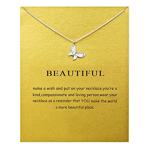 Schmetterling Damen Halskette mit Bedeutung Geschenkkarte, Silber Ketten Halskette Freundschaft Sonne Viel Glück Elefant Anhänger Kette Halskette für Frauen Mädchen Geschenk Schmetterling Damen Halskette mit Bedeutung Geschenkkarte, Silber Ketten Halskette Freundschaft Sonne Viel Glück Elefant Anhänger Kette Halskette für Frauen Mädchen Geschenk von ZYAWP