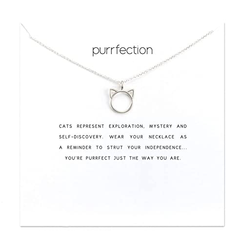 ZYAWP Freundschaft Silber Y Sonne Katze Kitty Halskette Viel Glück Elefant Anhänger Kette Ketten mit weißer Message Card Geschenk für Frauen und Schwestern (Silber Katze Kitty) von ZYAWP