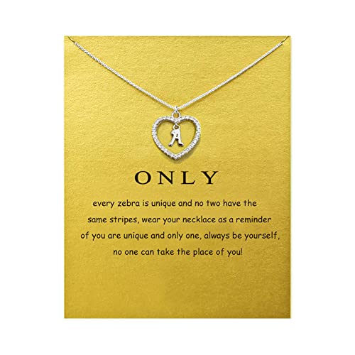 ZYAWP Herz Initial Halskette für Frauen Personalisierte Silber Halskette Buchstabe A-Z Name Anhänger Halsketten CZ Schmuck Message Card Geschenke für Mädchen (A) von ZYAWP