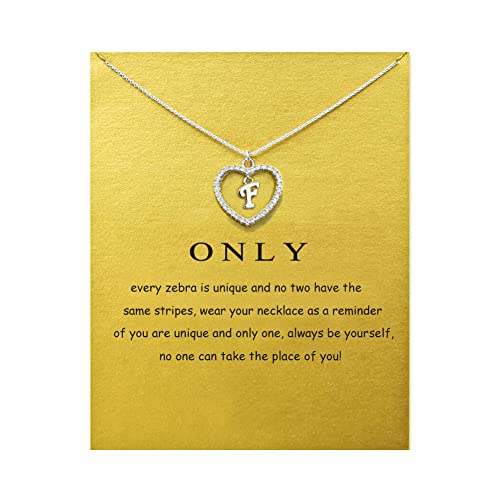 ZYAWP Frauen Silber Halskette Personalisierte Herz Initial Buchstabe A-Z Name Anhänger CZ Schmuck Message Card Geschenke für Erwachsene in Beziehungen oder Freundschaften von ZYAWP