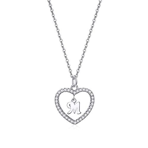 ZYAWP Herz Initial Halskette für Frauen Personalisierte Silber Halskette Buchstabe A-Z Name Anhänger Halsketten CZ Schmuck Message Card Geschenke für Mädchen (M) von ZYAWP