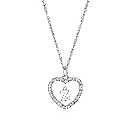 ZYAWP Frauen Silber Halskette Personalisierte Herz Initial Anhänger CZ Schmuck Geschenk für Mädchen von ZYAWP