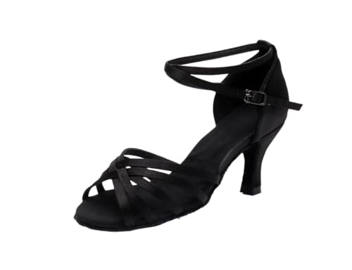 Damen-Lateintanzschuhe Frau Latin Dance Schuhe Damen Mädchen Ballsaal Professionelle Tanz Sneaker 5/7 cm Weiche Sohle Jazz Salsa Praxis Schuhe FüR MäDchen Damen(Black 7cm,41) von ZYAYNG