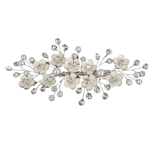 Hochzeits-Stirnband 2 Stück Hochzeit Kopfschmuck Blume Braut Haarspangen Perlen Haarschmuck for Frauen Party Tiaras Schmuck FüR Die Dekoration(Silver) von ZYAYNG