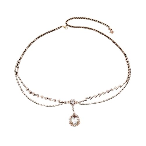 Hochzeits-Stirnband Elegante Braut Strass Kopf Kette for Frauen Funkelnden Kristall Wasser Tropfen Anhänger Stirn Kopf Schmuck Kopfschmuck FüR Die Dekoration(Golden) von ZYAYNG