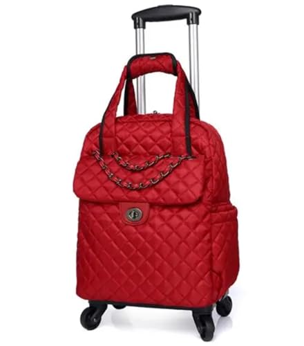 Reisetasche Mit Rollen Frauen Handgepäck Tasche Kabine Reise Trolley Taschen Rollen Rollgepäck Rucksack Koffer Rollentasche FüR GepäCkaufbewahrung(Red 18 Inch) von ZYAYNG