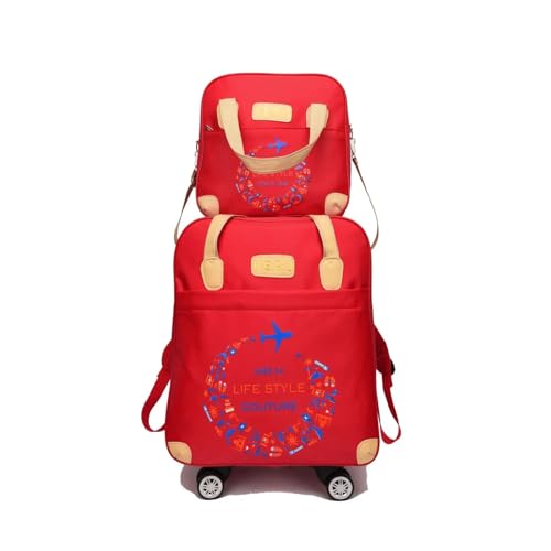 Reisetasche Mit Rollen Mode Frauen Trolley Gepäck Tasche Set wasserdichte Koffer Reise Mit Rädern FüR GepäCkaufbewahrung(Red) von ZYAYNG