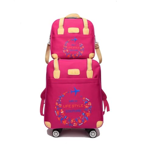 Reisetasche Mit Rollen Mode Frauen Trolley Gepäck Tasche Set wasserdichte Koffer Reise Mit Rädern FüR GepäCkaufbewahrung(Rose red) von ZYAYNG