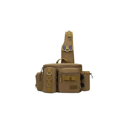ZYAYNG Angeltasche Angelgerät Rucksack Locken Box Getriebe Lagerung Tasche Fanny Pack for Männer Fliegen Angeln Rucksack Mit Rute Halter Sling Schulter Tasche FüR AngelausrüStung(Brown) von ZYAYNG