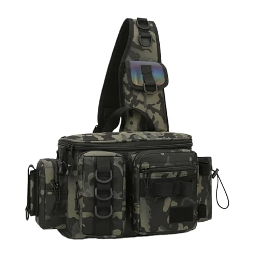 ZYAYNG Angeltasche Angelgerät Rucksack Locken Box Getriebe Lagerung Tasche Fanny Pack for Männer Fliegen Angeln Rucksack Mit Rute Halter Sling Schulter Tasche FüR AngelausrüStung(Green) von ZYAYNG