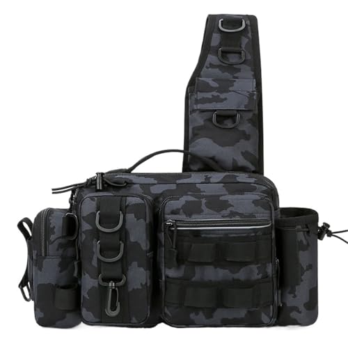 ZYAYNG Angeltasche Männer Angelgerät Tasche Einzelne Schulter Umhängetaschen Taille Pack Fisch Lockt Getriebe Utility Lagerung Angeln Box Brust Tasche FüR AngelausrüStung(Black A) von ZYAYNG