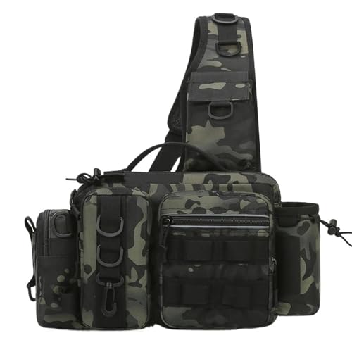 ZYAYNG Angeltasche Männer Angelgerät Tasche Einzelne Schulter Umhängetaschen Taille Pack Fisch Lockt Getriebe Utility Lagerung Angeln Box Brust Tasche FüR AngelausrüStung(Black and Green) von ZYAYNG