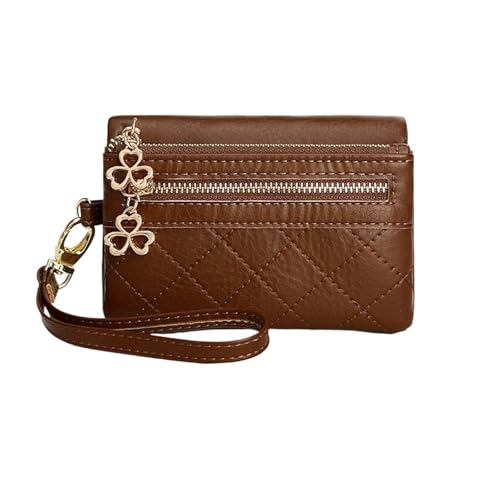 ZYAYNG Brieftasche FüR Frauen Geldbörse Damen Vintage Kurze Geldbörse, Münzbörse, einfarbige Geldbörse Damen Geldbörse FüR Frauen(Coffee) von ZYAYNG