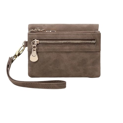 ZYAYNG Brieftasche FüR Frauen Kurze Retro-Geldbörse mit doppelter Faltung und Münzfach mit Reißverschluss, Mehreren Kartenfächern, lässige tragbare Kartenbörse FüR Frauen(Coffee) von ZYAYNG
