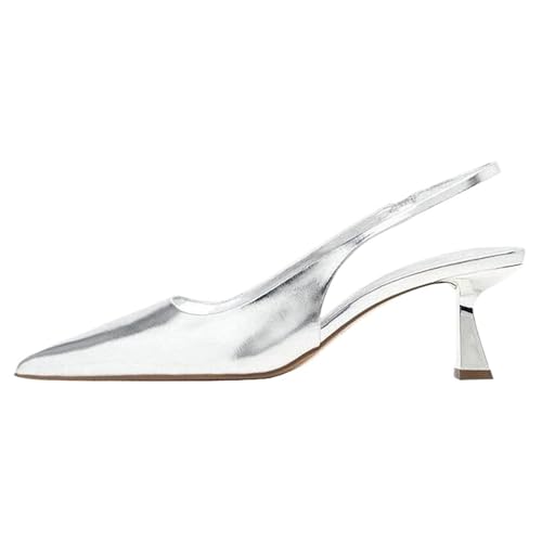 ZYAYNG Sandalen Mit Absatz Sandalen mit Absatz, modisch und bequem, einfarbig, spitzer Zehenbereich, elegante Damen-High-Heels FüR Damen(37) von ZYAYNG