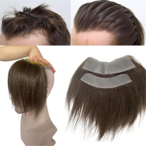 Haarsystem für Männer, 0,06 mm PU-Männer-Toupet mit V-Schleife, frontaler Haaransatz, 15 cm, Menschenhaar, ultradünne Haut(Light brown,3x17cm) von ZYDLMBJL