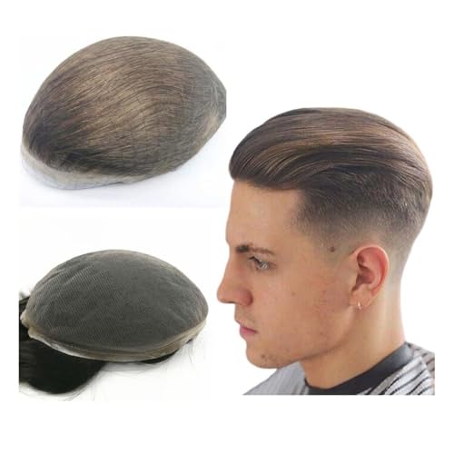 Haarsystem für Männer, Schweizer Spitzentoupet for Männer, weiches Haarersatzsystem(Light Brown) von ZYDLMBJL