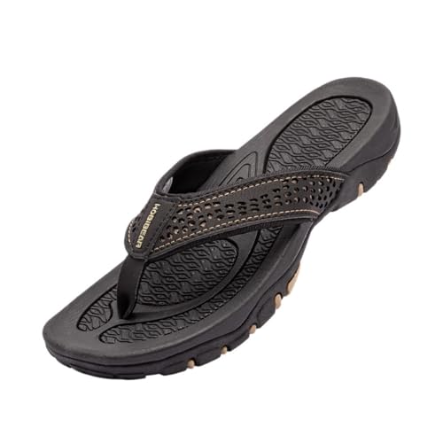 ZYDLMBJL Duschschuhe, Atmungsaktive Sommer-Flip-Flops for Herren – leichte Strandsandalen(Black,48 EU) von ZYDLMBJL