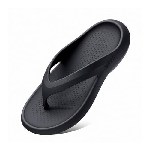 ZYDLMBJL Duschschuhe, Bequeme Flip-Flops mit Dicker Sohle for Herren – Atmungsaktive Sommersandalen for draußen(Black,45 EU) von ZYDLMBJL