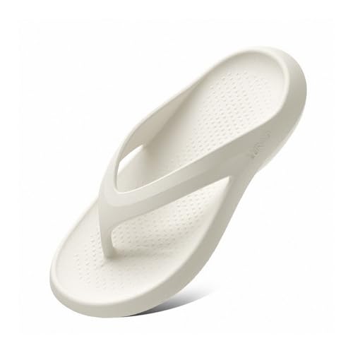 ZYDLMBJL Duschschuhe, Bequeme Flip-Flops mit Dicker Sohle for Herren – Atmungsaktive Sommersandalen for draußen(White,44 EU) von ZYDLMBJL