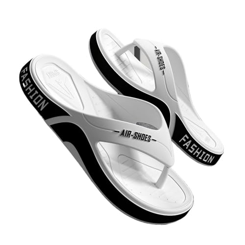 ZYDLMBJL Duschschuhe, Flip-Flops mit Dicker Sohle for Herren – sportliche Outdoor-Sandalen for die Freizeit(White,41 EU) von ZYDLMBJL