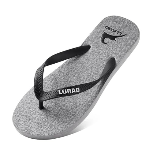 ZYDLMBJL Duschschuhe, Schwarze Flip-Flops for Herren, Sommersandalen – leichte Strandpantoffeln for draußen(Gray,44 EU) von ZYDLMBJL