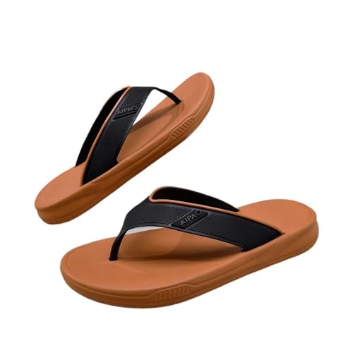 ZYDLMBJL Duschschuhe, Weiche Eva-Flip-Flops for Herren – Bequeme Strandsandalen und lässige Hausschuhe(Brown,45 EU) von ZYDLMBJL
