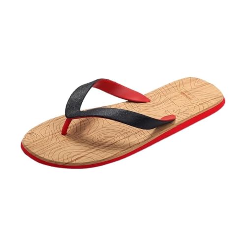 ZYDLMBJL Duschschuhe, rutschfeste Sportsandalen for Herren – Sommer-Strand-Flip-Flops for draußen(Red,43 EU) von ZYDLMBJL