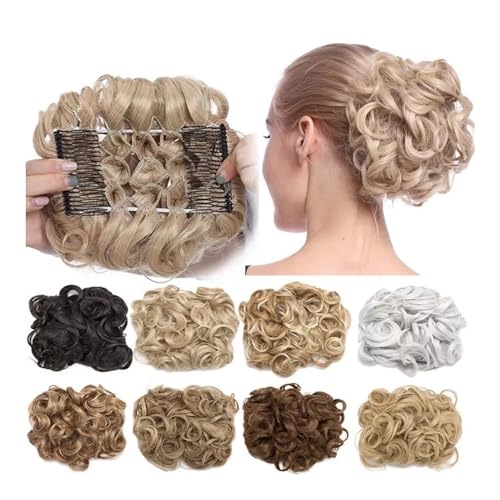 ZYDLMBJL Dutt-Haarteile für Frauen, Große Kamm-Haarklammern for lockige Kunsthaarverlängerungen und Hochsteckfrisuren(Light Brown White) von ZYDLMBJL