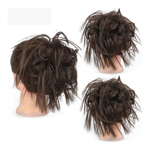 ZYDLMBJL Dutt-Haarteile für Frauen, Kurze, lockige Chignon-Haarteile for Frauen, inklusive Gummiband und synthetischem Haargummi(Medium Brown) von ZYDLMBJL