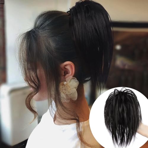 ZYDLMBJL Dutt-Haarteile für Frauen, Messy Bun Haarspange – Zerzauste Hochsteckfrisur-Extensions mit Krallenklammer(Black) von ZYDLMBJL
