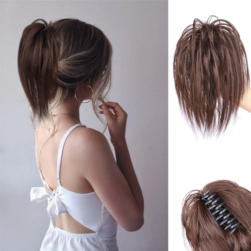ZYDLMBJL Dutt-Haarteile für Frauen, Messy Bun Haarspange – Zerzauste Hochsteckfrisur-Extensions mit Krallenklammer(Dark Brown) von ZYDLMBJL