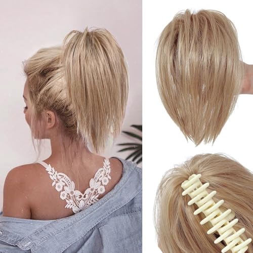 ZYDLMBJL Dutt-Haarteile für Frauen, Messy Bun Haarspange – Zerzauste Hochsteckfrisur-Extensions mit Krallenklammer(Gold) von ZYDLMBJL