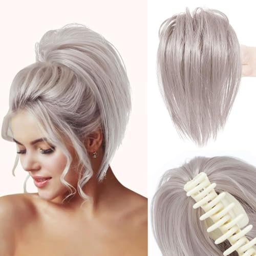 ZYDLMBJL Dutt-Haarteile für Frauen, Messy Bun Haarspange – Zerzauste Hochsteckfrisur-Extensions mit Krallenklammer(Gray) von ZYDLMBJL