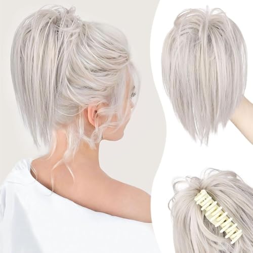 ZYDLMBJL Dutt-Haarteile für Frauen, Messy Bun Haarspange – Zerzauste Hochsteckfrisur-Extensions mit Krallenklammer(White) von ZYDLMBJL