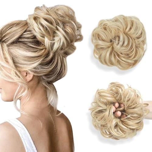 ZYDLMBJL Dutt-Haarteile für Frauen, Messy Bun Haarteil for Frauen – gewellte, lockige Chignon-Pferdeschwanz-Extensions, Dicker, zerzauster Hochsteckdutt(Dirty Blonde) von ZYDLMBJL